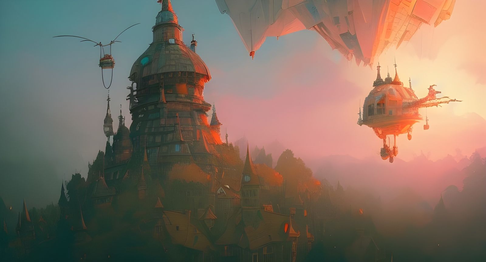 Floating Castle Digital Illustration in 8K Resolution