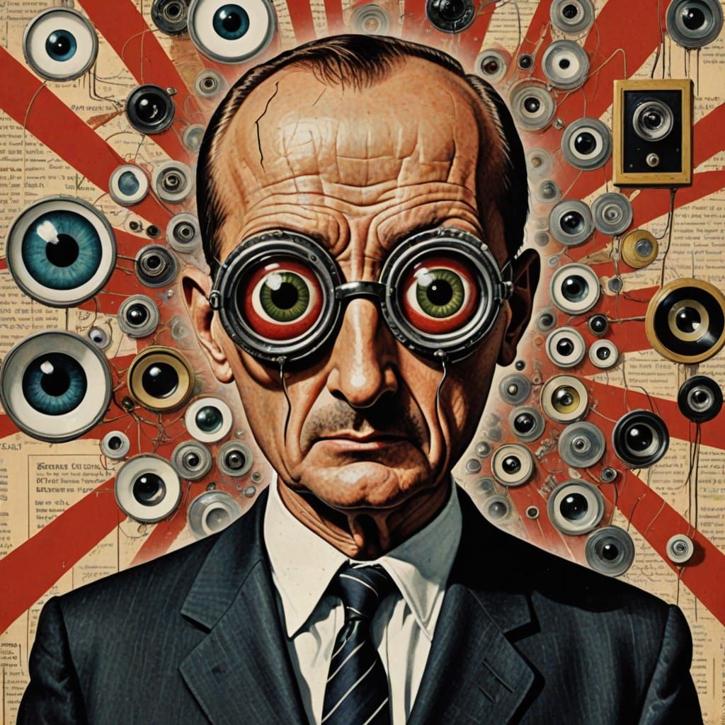 Weird Sausage with Eyeballs in Dada Surrealist Style