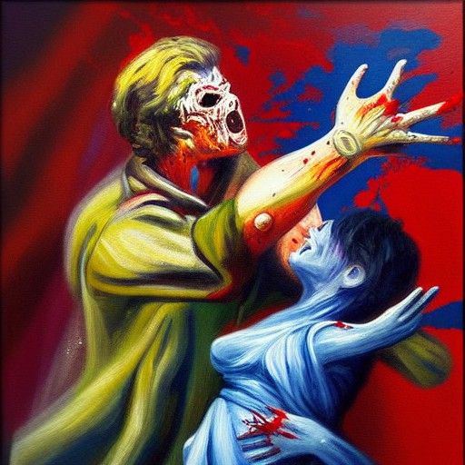 Menacing Action Painting with Horror Elements