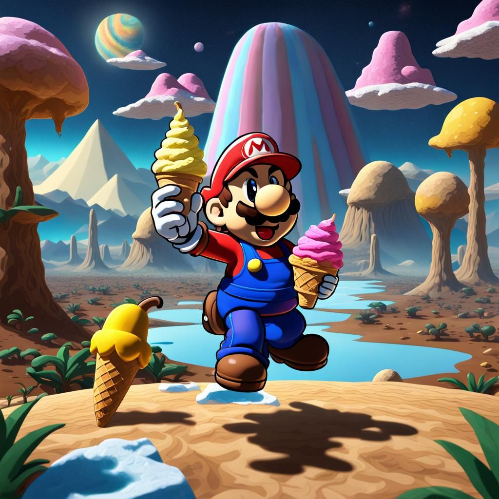 Paper Mario and Cosmic Ice Cream Fantasy