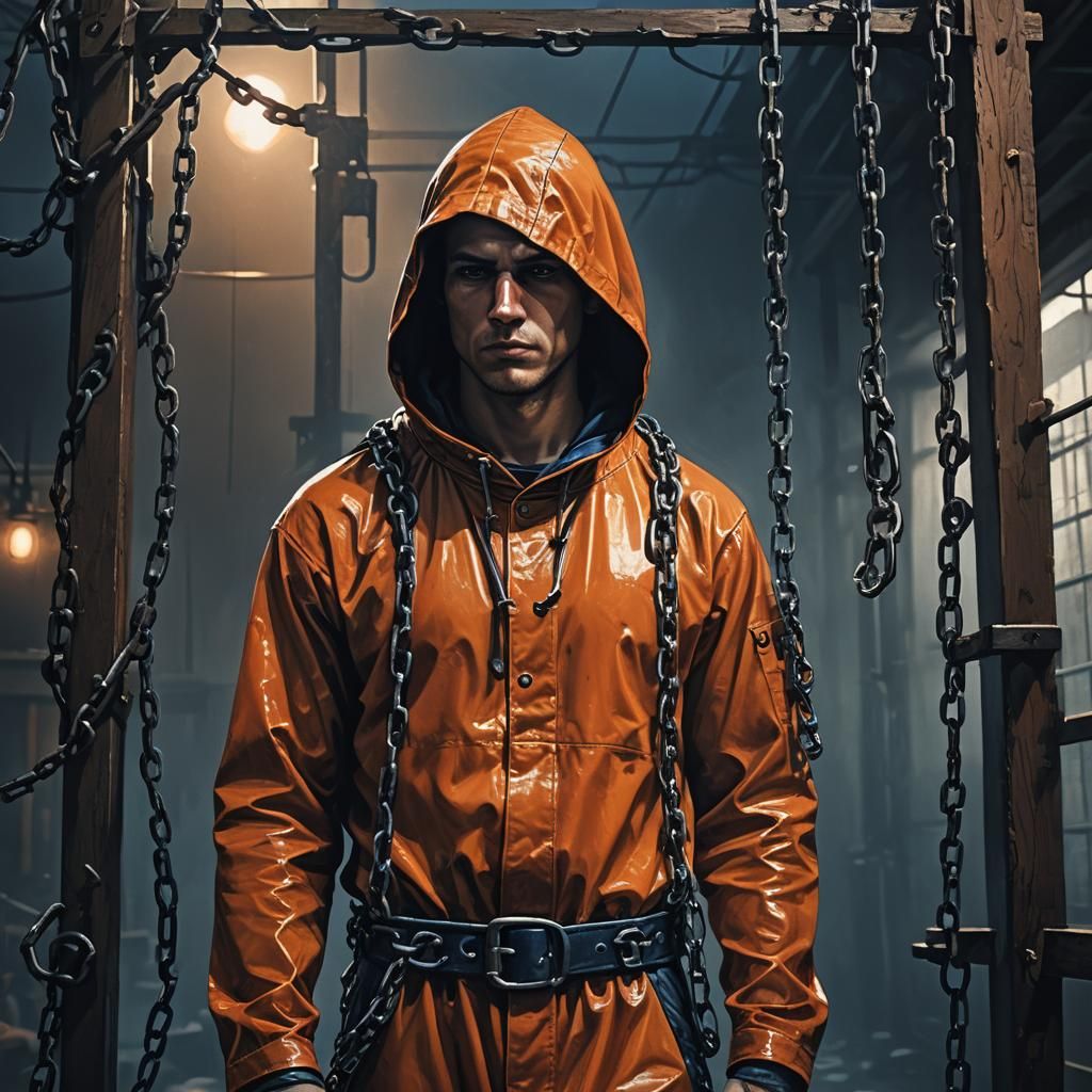 Gothic Prisoner on the Gallows in Dark Fantasy Style