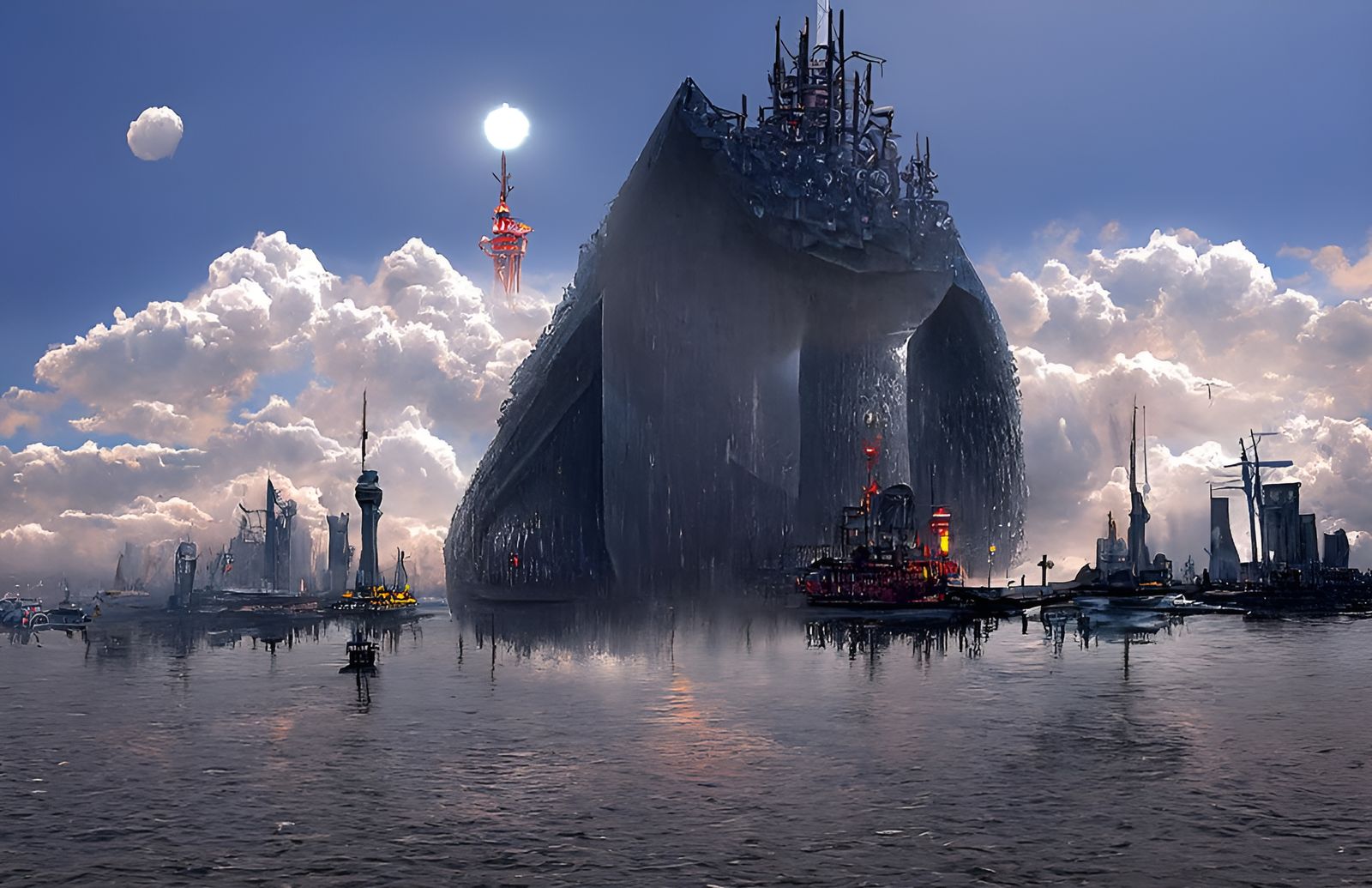 Surreal Tower Cityscape: Sci-Fi Fantasy Architecture