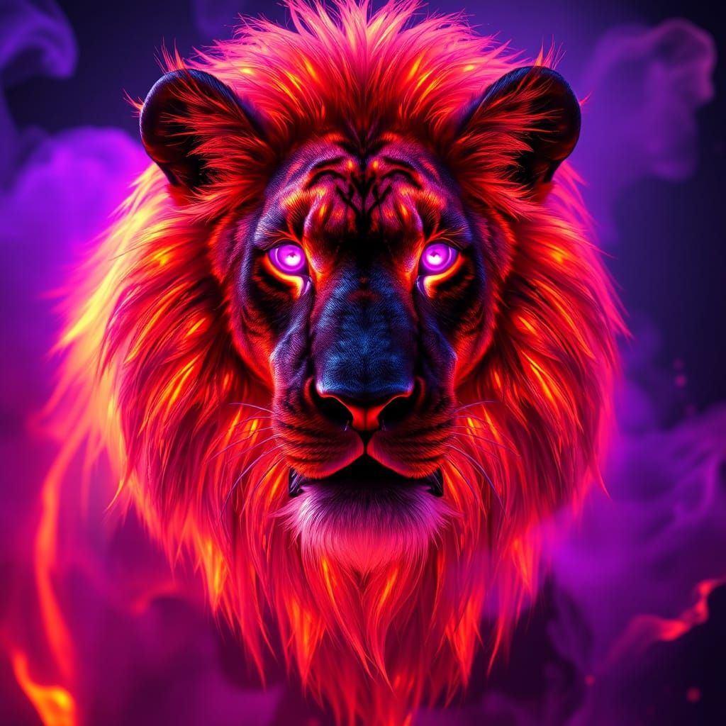 Bioluminescent Lion of Smoke: Fantasy Concept Art