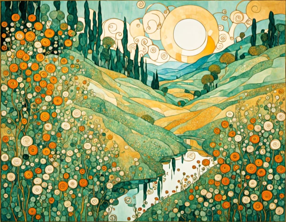 Golden Klimt-Inspired AI Art