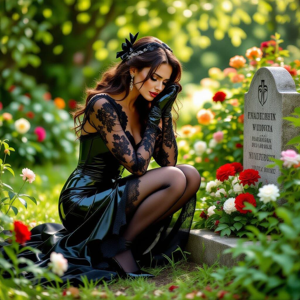 Macedonian Widow Mourning at Grave in Poignant Photo