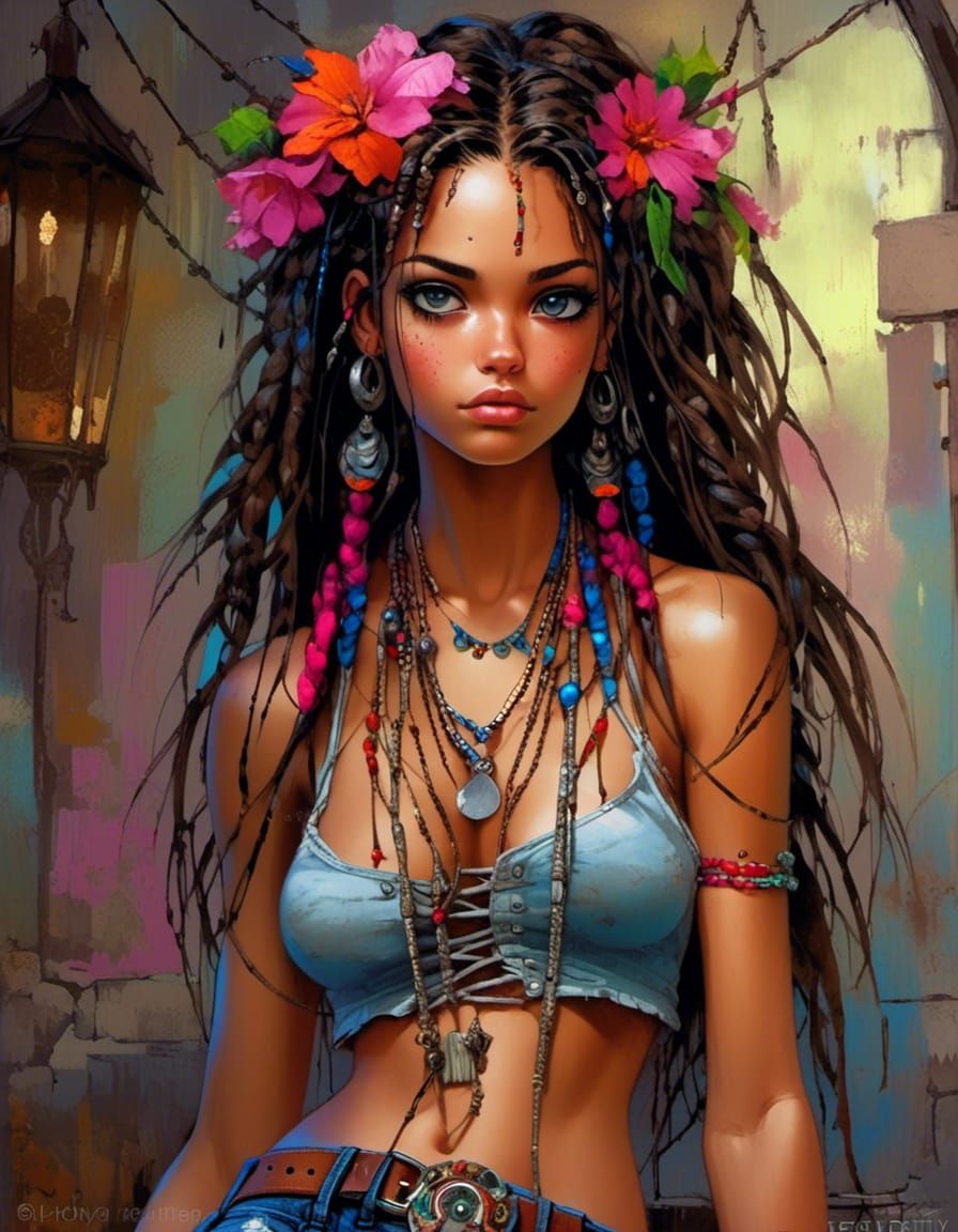 Alluring Voodoo Woman in Photorealistic Style