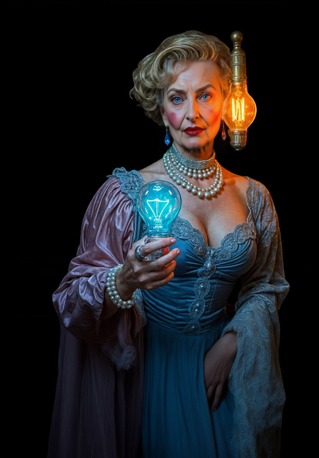 Elegant French Lady Holds a Lightbulb in Paris