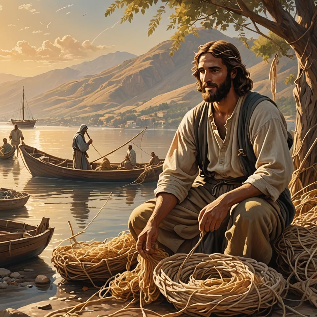 Jesus Calls Peter: Biblical Scene in Renaissance Style