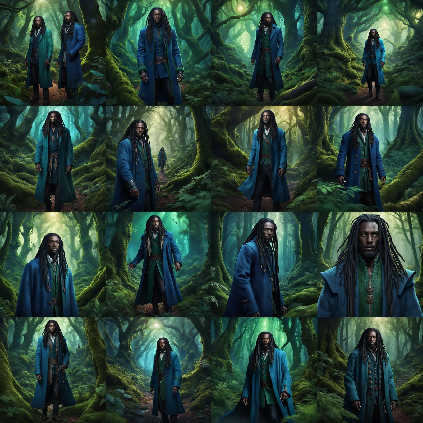 Fantasy Forest: Dark Skinned Man in Detailed Matte Painting