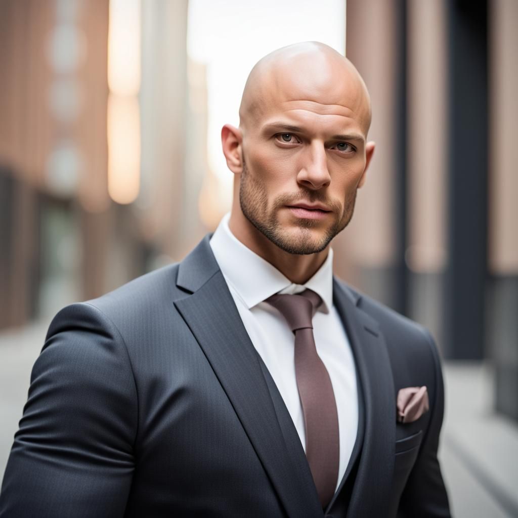 Handsome Bald Man in Suit: Professional Portrait