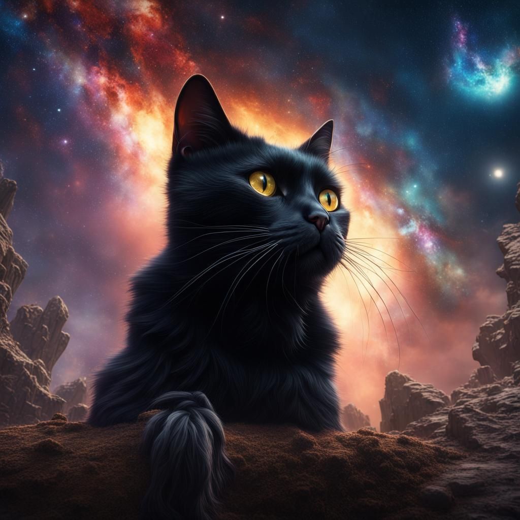 Cosmic Black Cat Gazing at the Universe