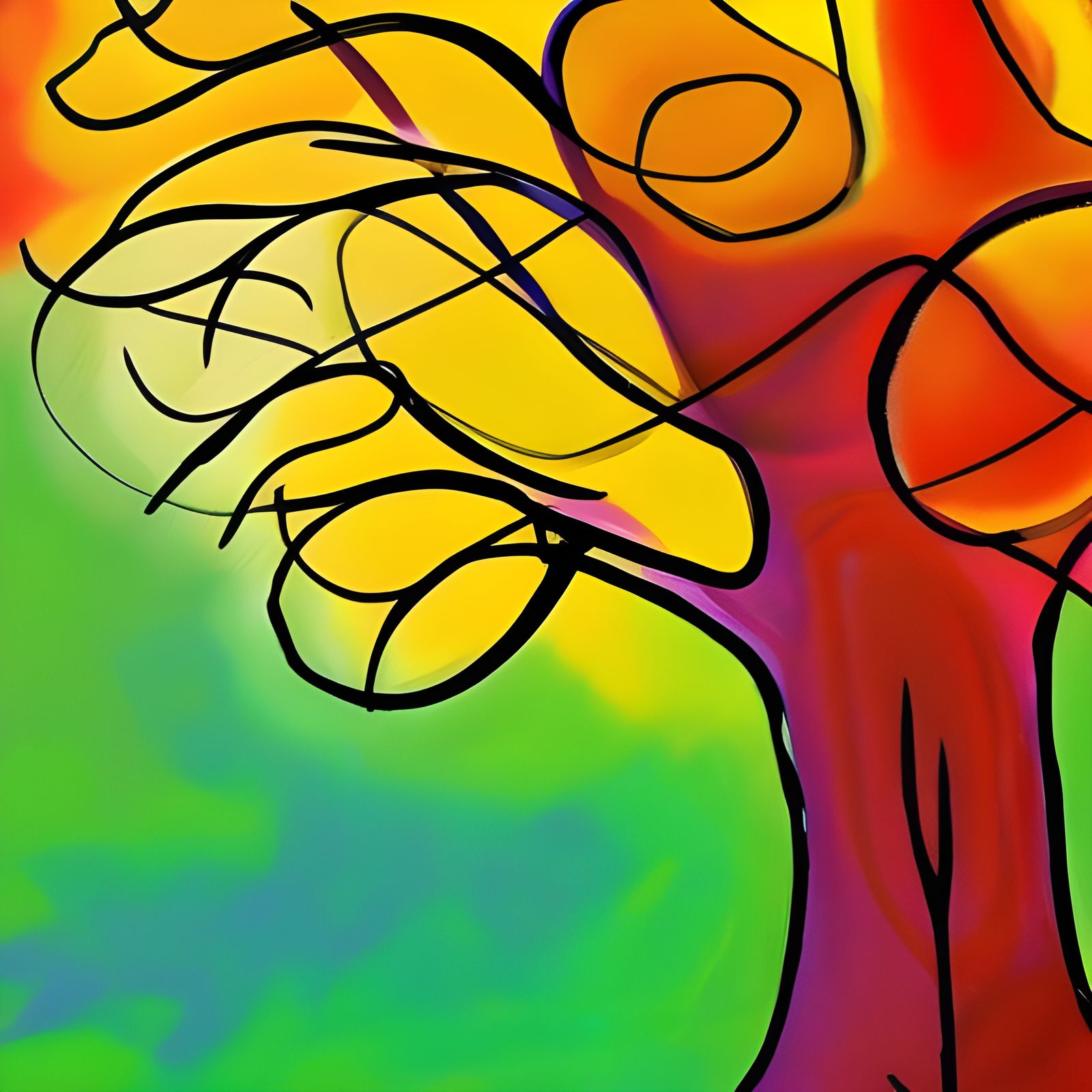 Abstract Tree in Complementary Colors