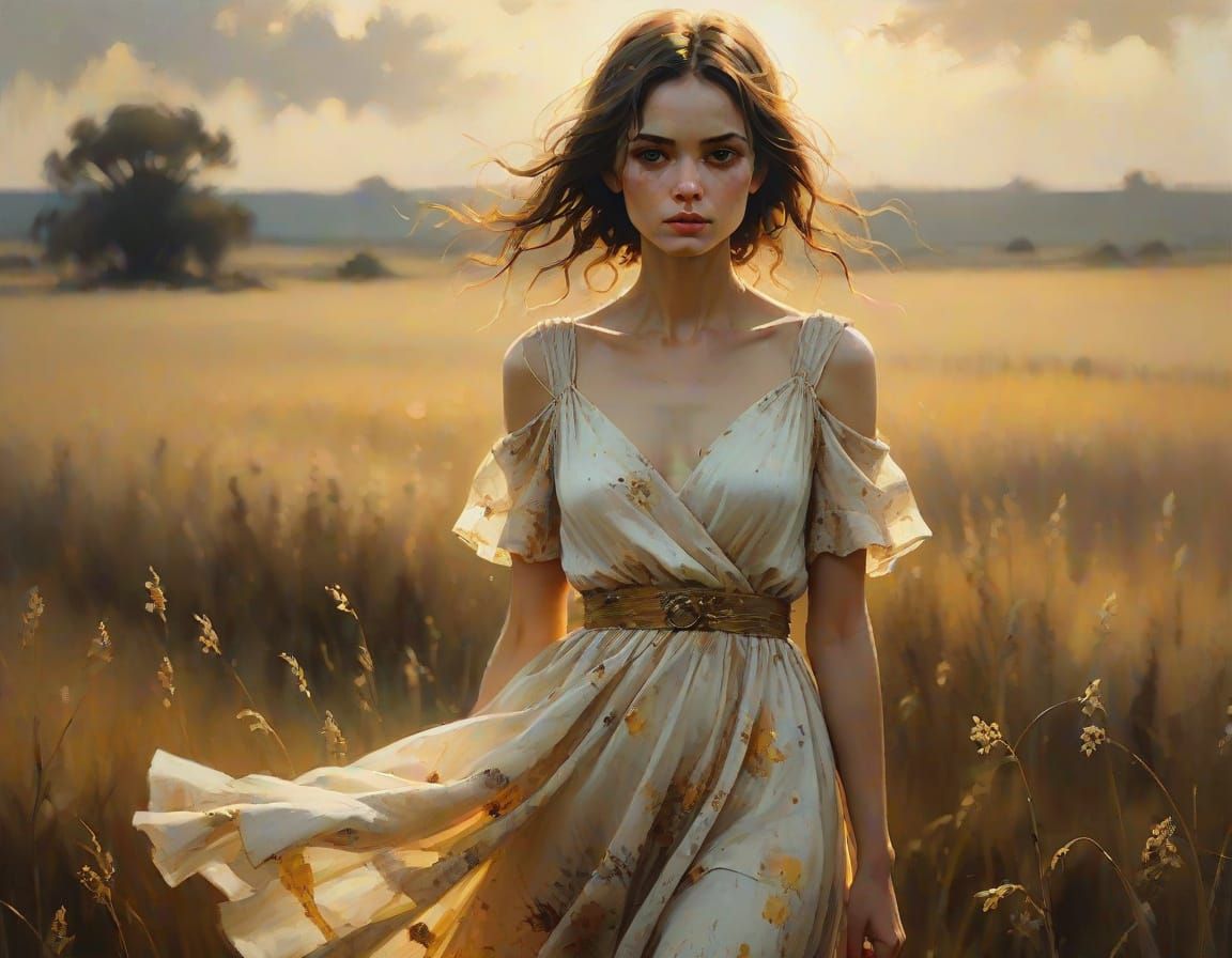 Ethereal Woman in Golden Hour