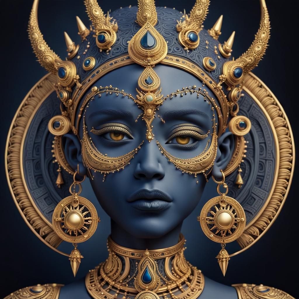 Ornate Golden Adorned Face with Intricate Patterns