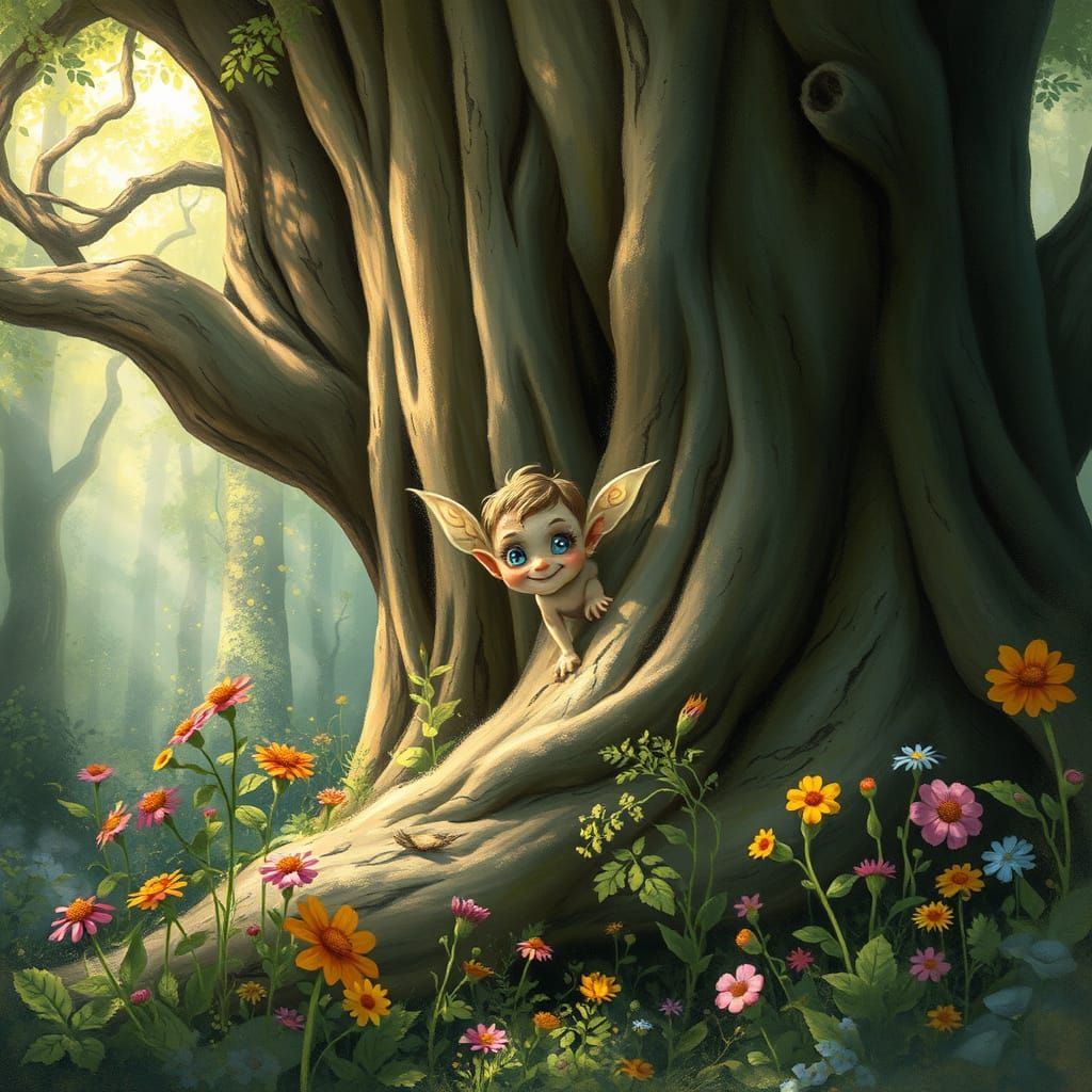 Ethereal Forest Spirit in Painterly Style