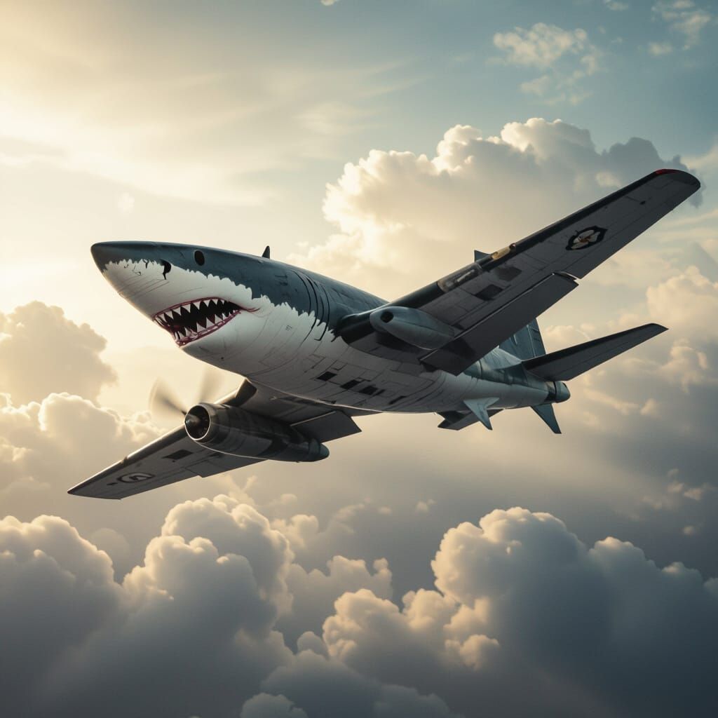 Hammerhead Shark Bomber Plane in Tumultuous Skies