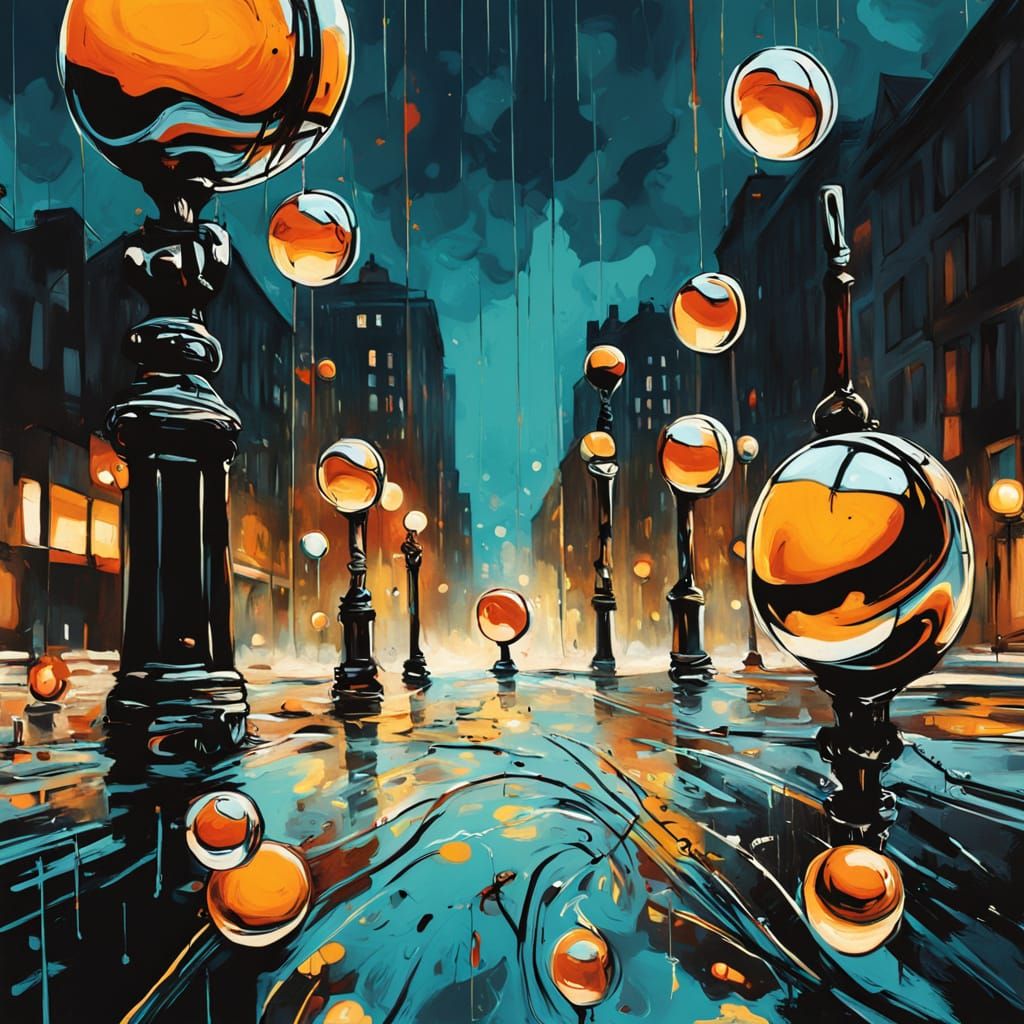 Surreal Cityscape with Melting Eyeballs