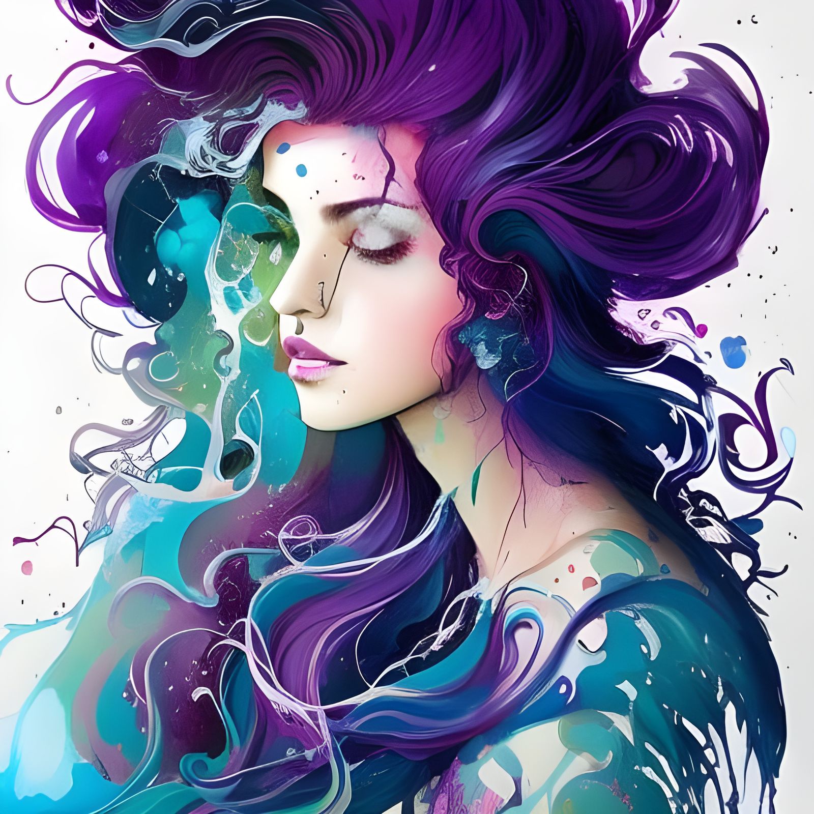 Beautiful Persian Girl with Purple Hair