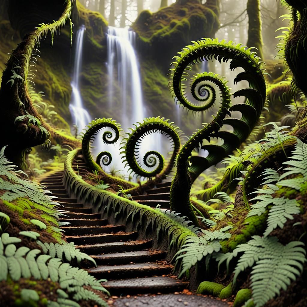 Mythical Creatures Walking on a Fractal Mountain