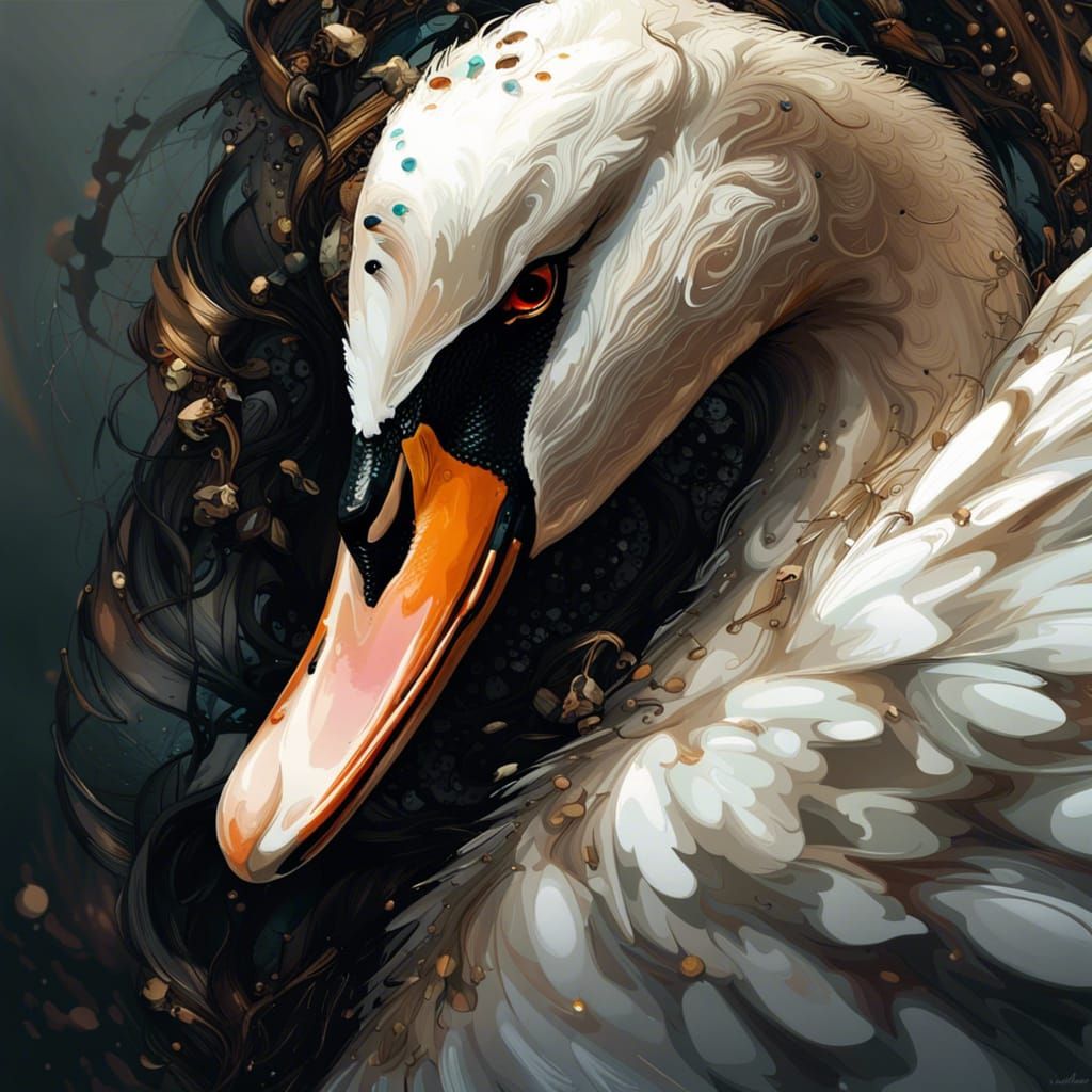 closeup of a swan's head