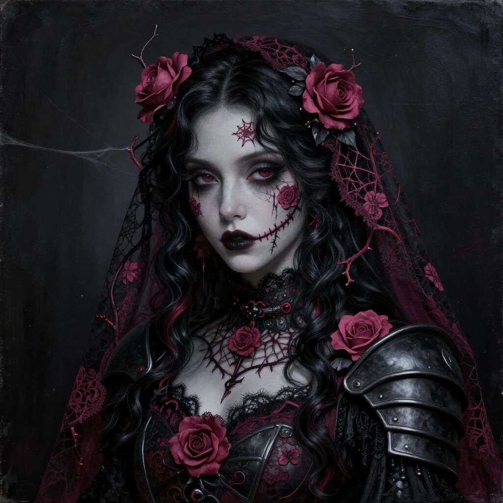 Dark Romantic Revenant in Rose and Charcoal Tones