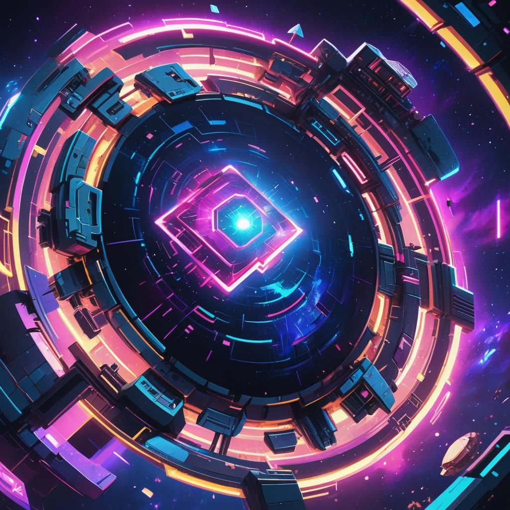 Cyberpunk Energy Shield Protecting Planet from Alien Armada