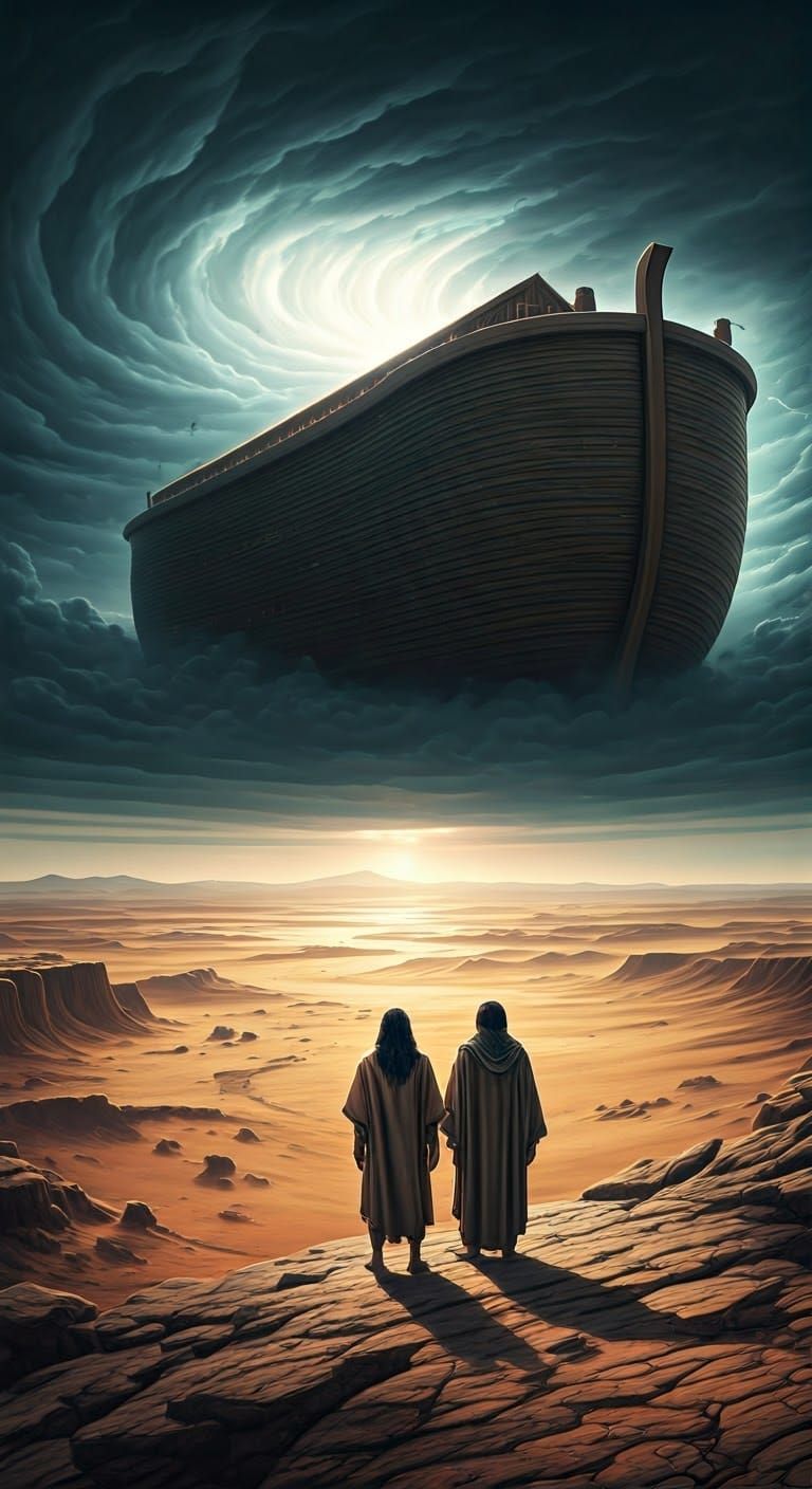 Ancient Heroes Stand Before a Mysterious Desert Ark