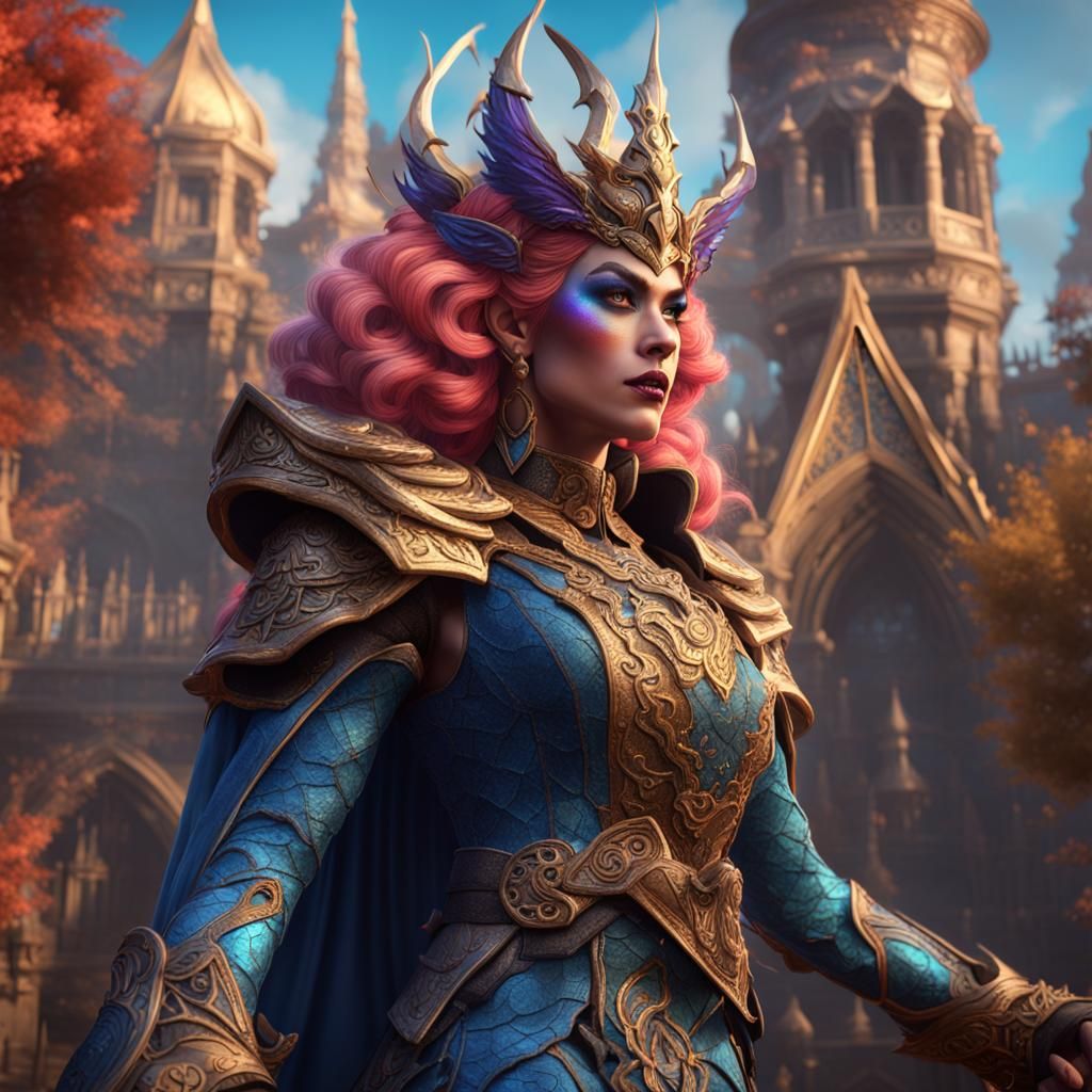 Fantasy Drag Queen Fighter in Detailed Matte Painting