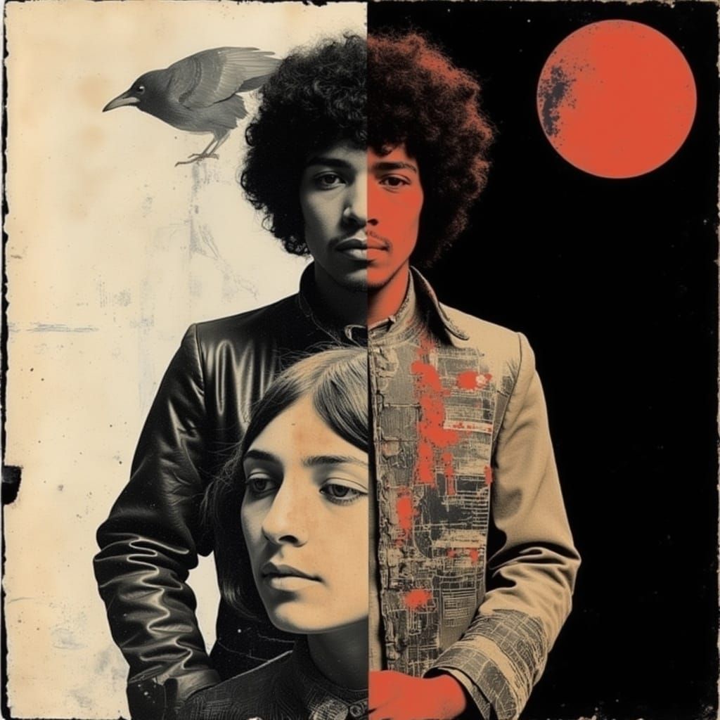 Jimi Hendrix Psychedelic Portrait Collage