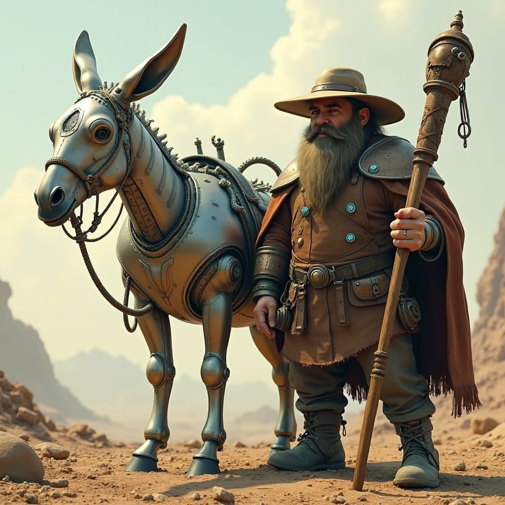 Futuristic Robotic Donkey in Gritty Industrial Style