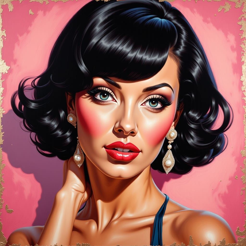 Retro Rockabilly Portrait of a Smiling Woman in 1967 Style