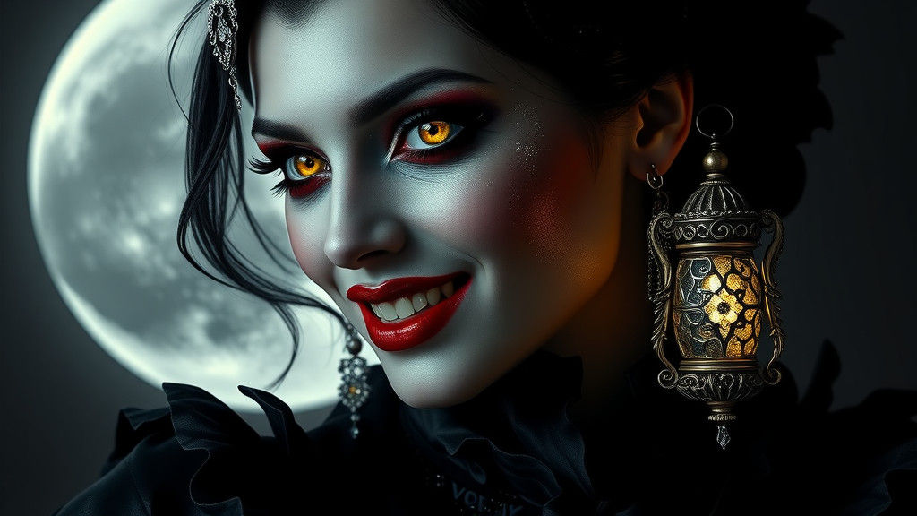 Vampire Lady with Crystal Blood in Cinematic Style