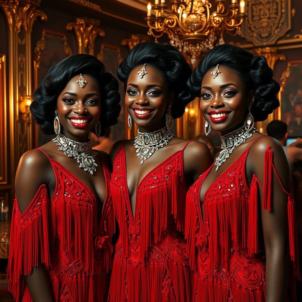 Glamorous Jazz Age Women in Digital Art Style