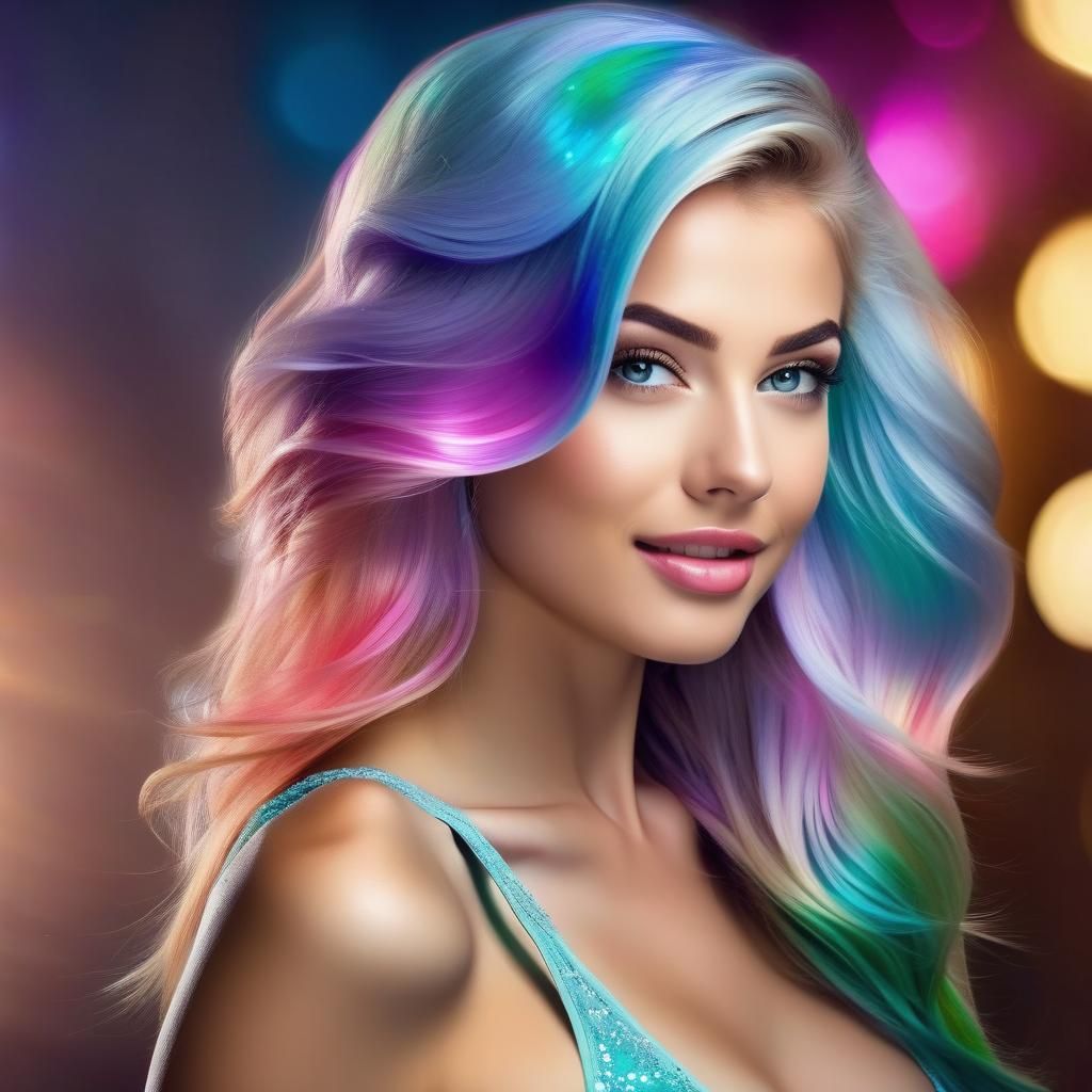 Gorgeous Woman with Iridescent Hair, 8K Concept Art