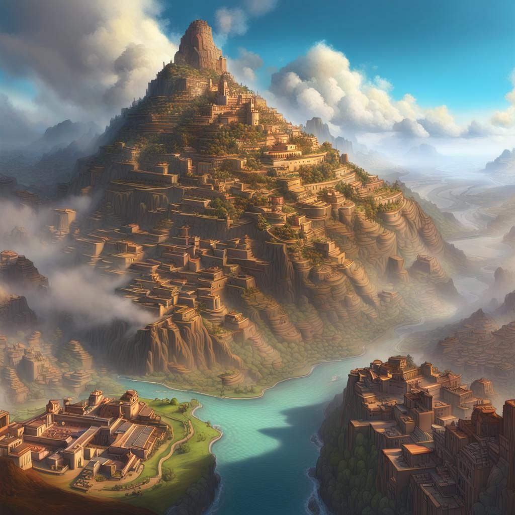 Inca City Concept Art: Ethereal Digital Rendering