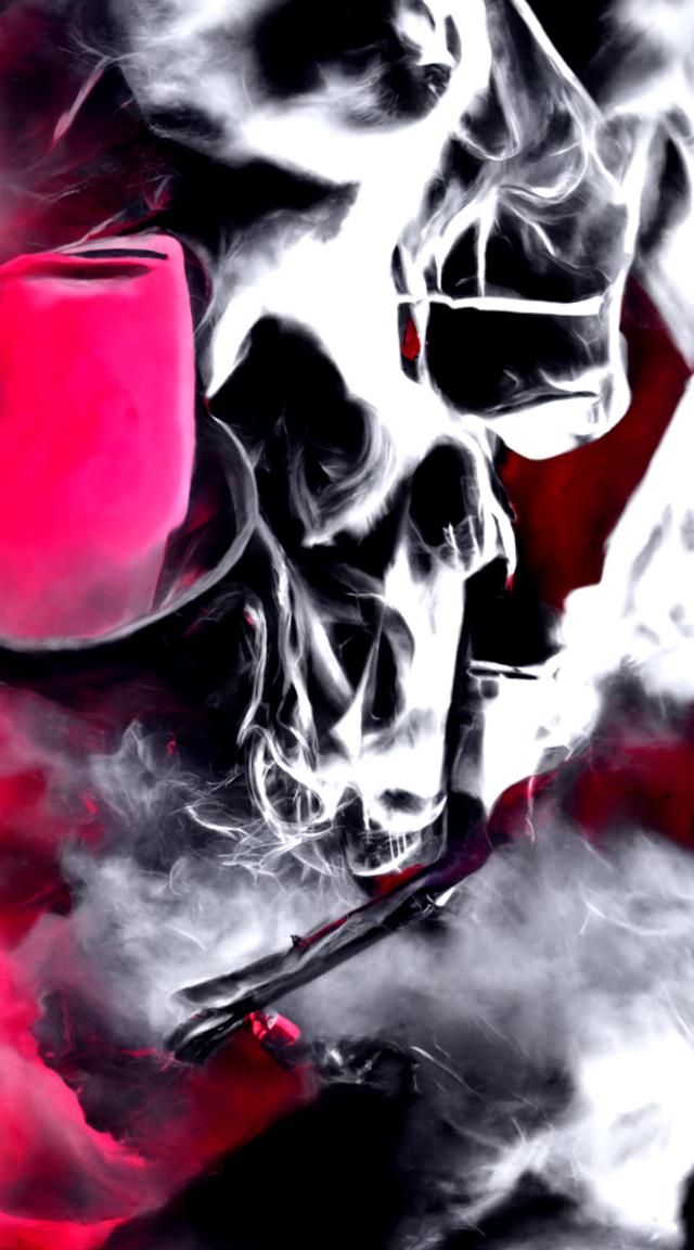 Synthwave Horror: Skeleton Rider in Graveyard