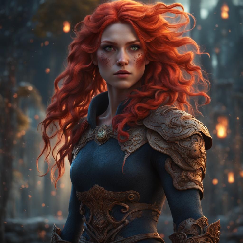 Stunning Red Haired Girl in Detailed Matte Painting