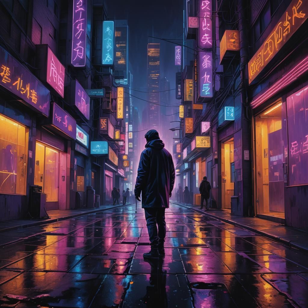 Neon Liminal Cityscape in Golden Ratio Composition