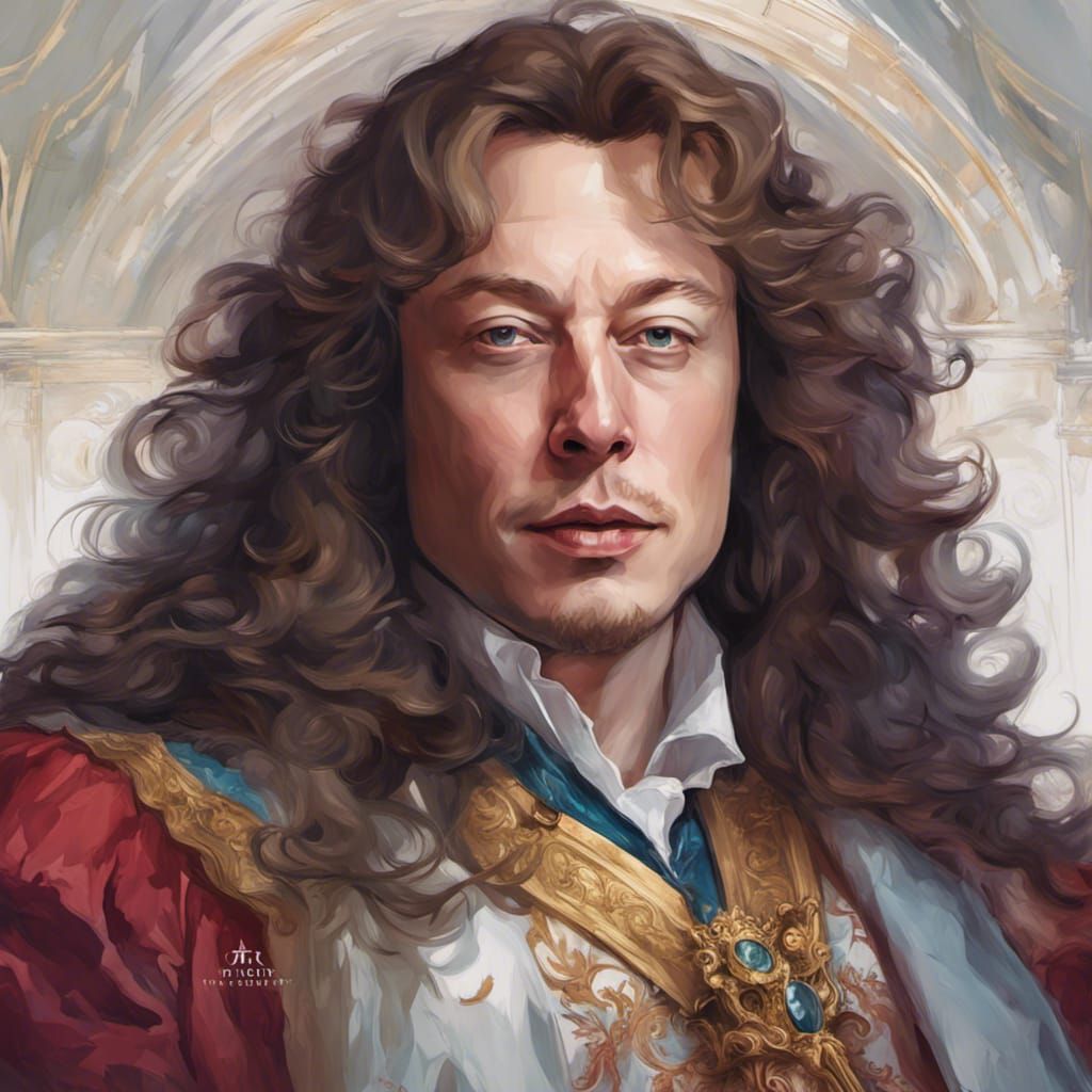 Elon Musk as King Louis XIV: Hyperdetailed Portrait