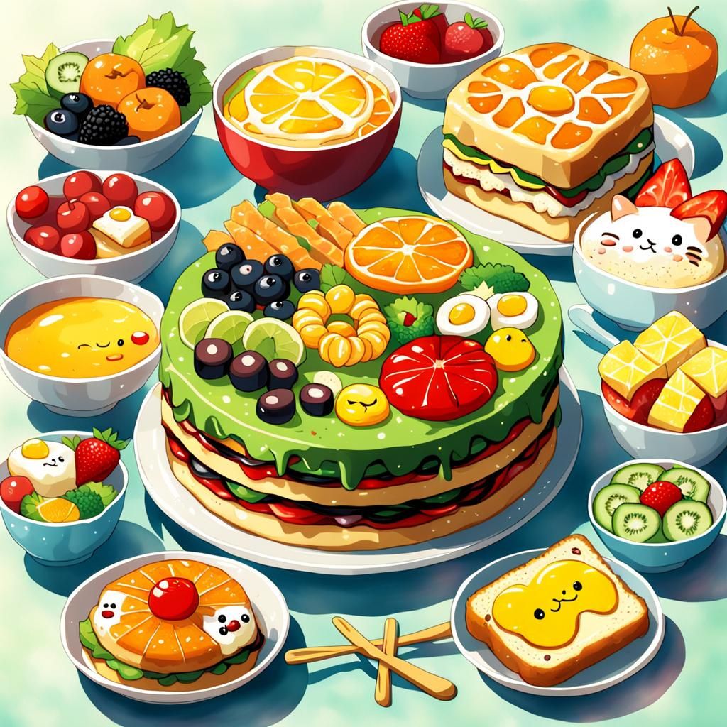 Kawaii Food in Anime Style