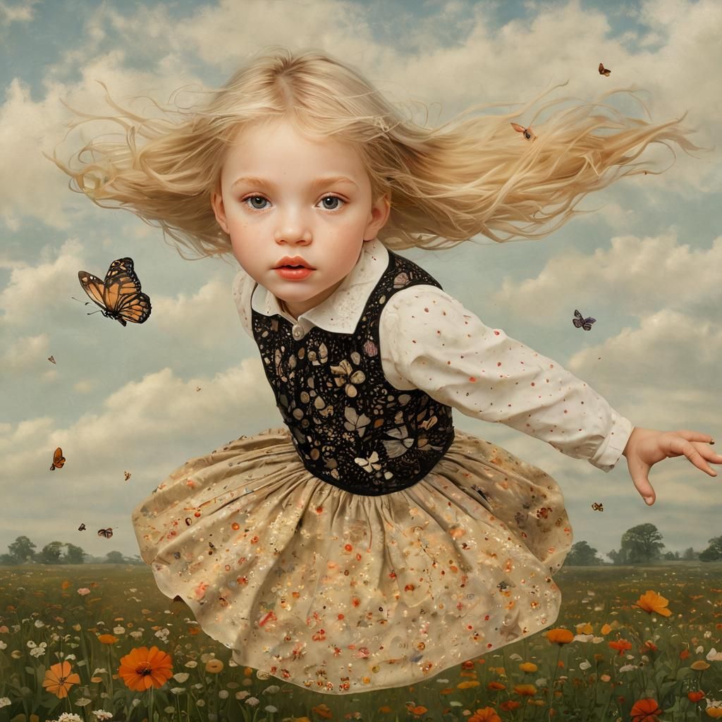 Floating over a Vibrant Butterfly Meadow