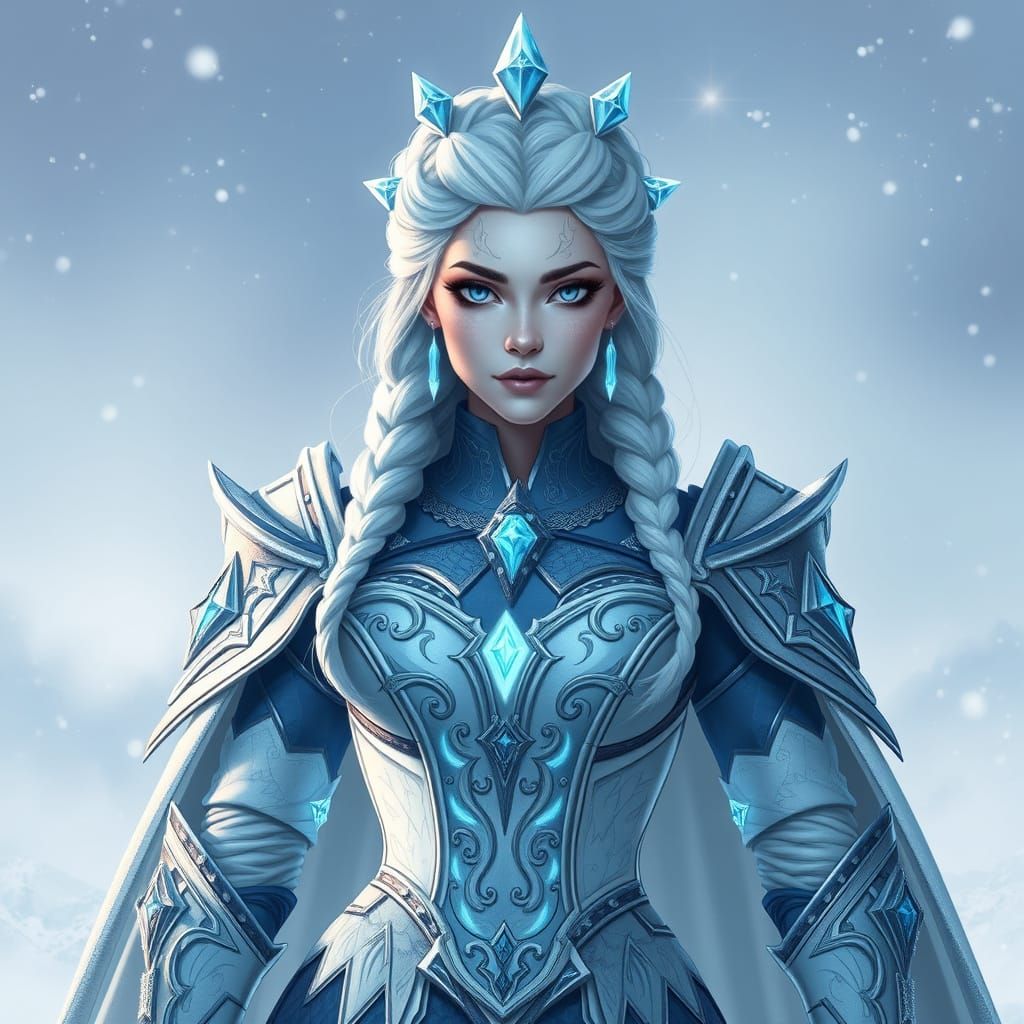 Elegant Iceborne Empress Commands Frost with Runes