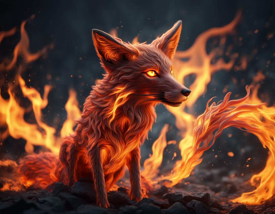 Fiery Fox: Detailed Matte Painting in 8K