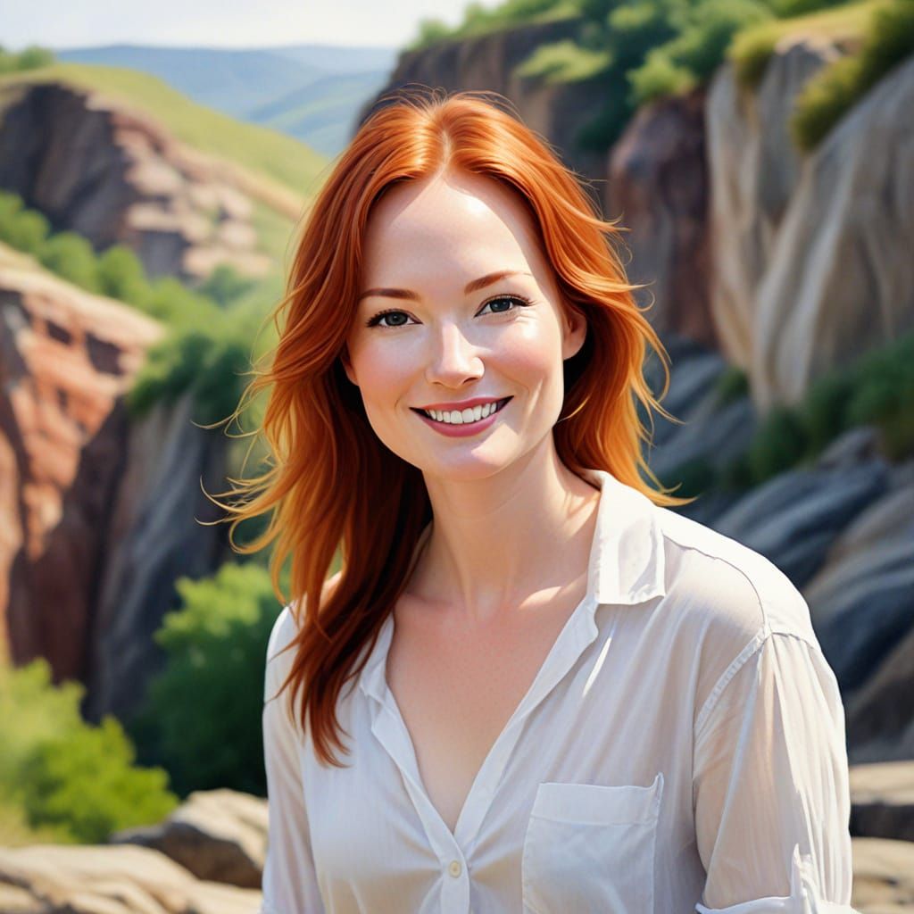 Impressionistic Watercolor of a Redhead in Kentucky Hills