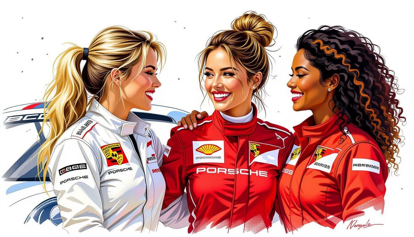 Porsche Race Drivers Celebrate After Intense Competition