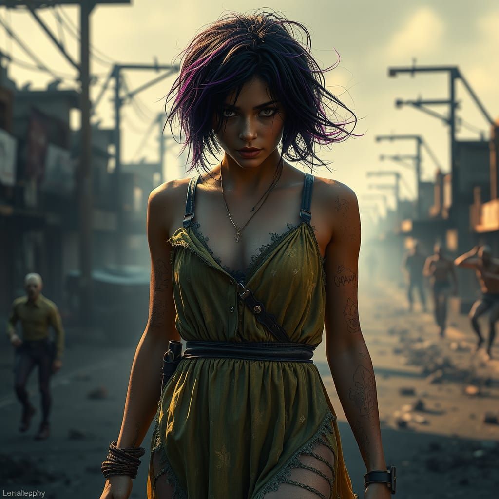 Apocalyptic Survivor in Desolate Cityscape