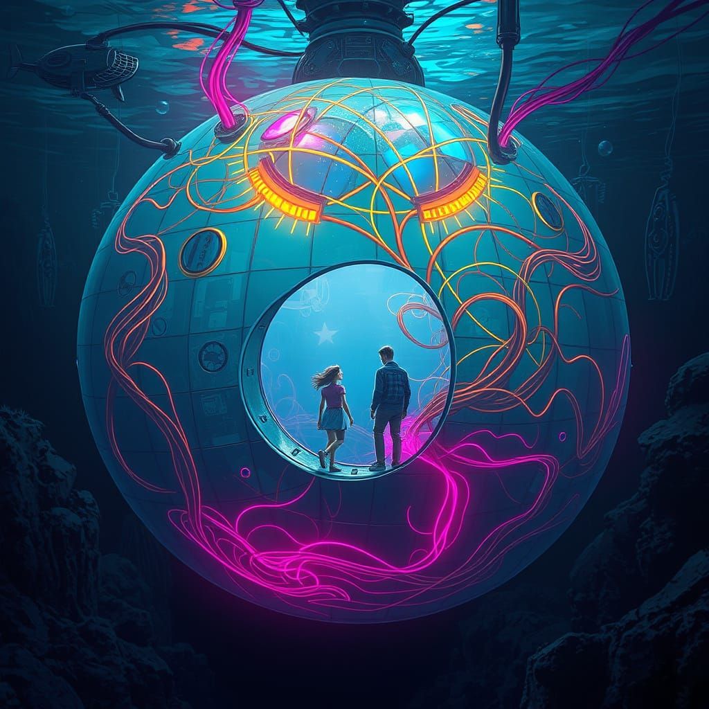 Futuristic Underwater Home in Dystopian Cyberpunk Style