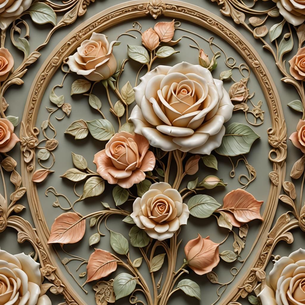 Porcelain Rose Figurine in Art Nouveau Style