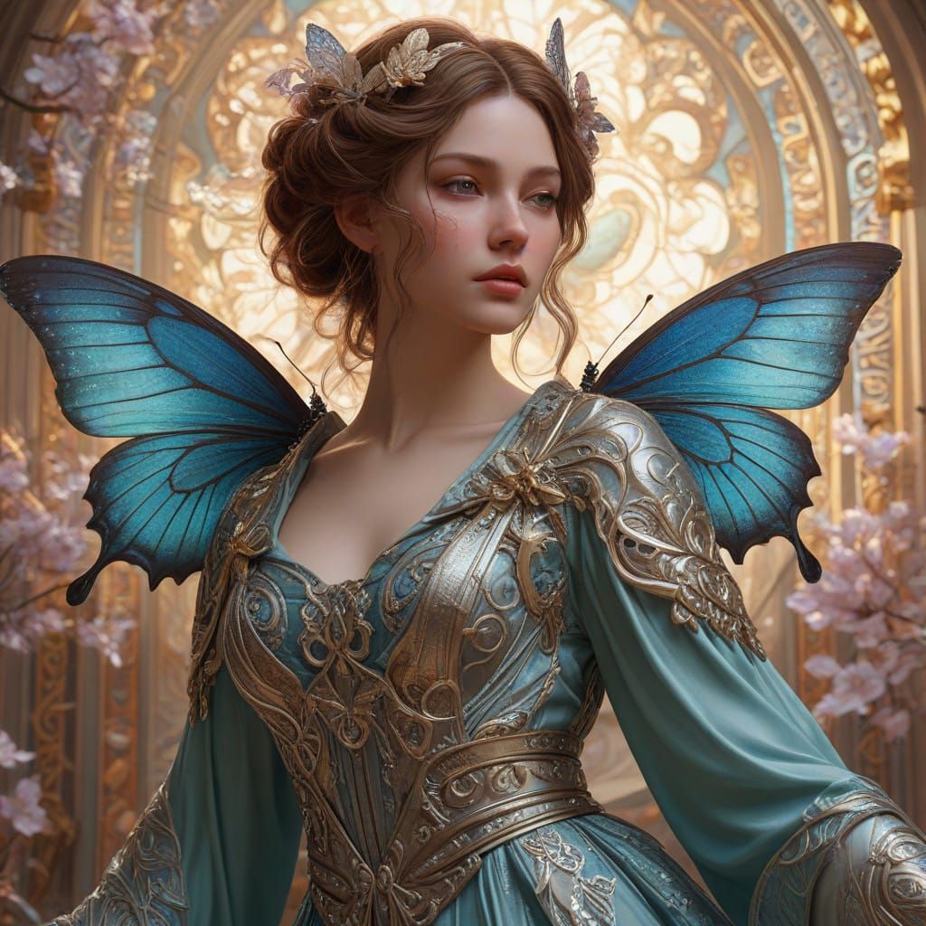 Ethereal Fantasy Portrait in Iridescent Robes