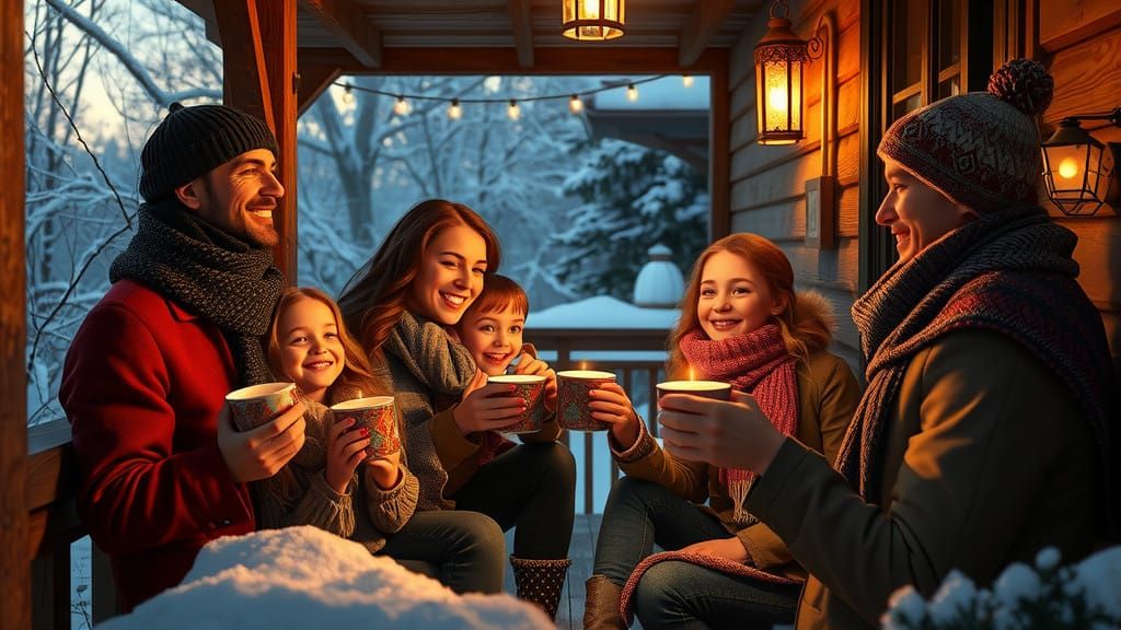 Winter Wonderland Family Moment in Dark Fantasy Art